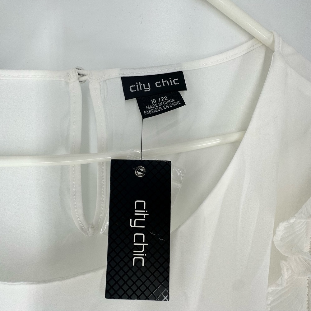 City Chic Top Lace Breeze Blouse Lace Arms White Women's Size XL (22) NWT - Picture 7 of 8